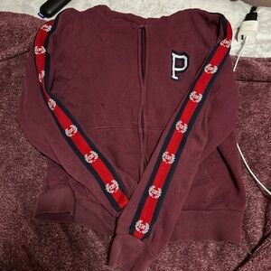 PINK Victoria's Secret Burgundy Jacket with Red and Navy Accents
